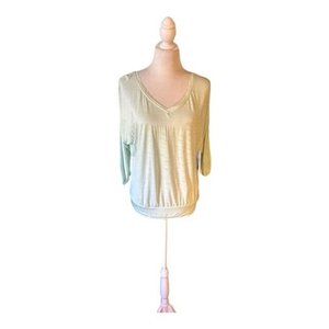 White House Black Market Top Women's Size Small 3/4 Length Mint Green V-Neck